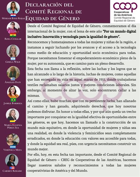 Declaración del Comité de Equidad de Género