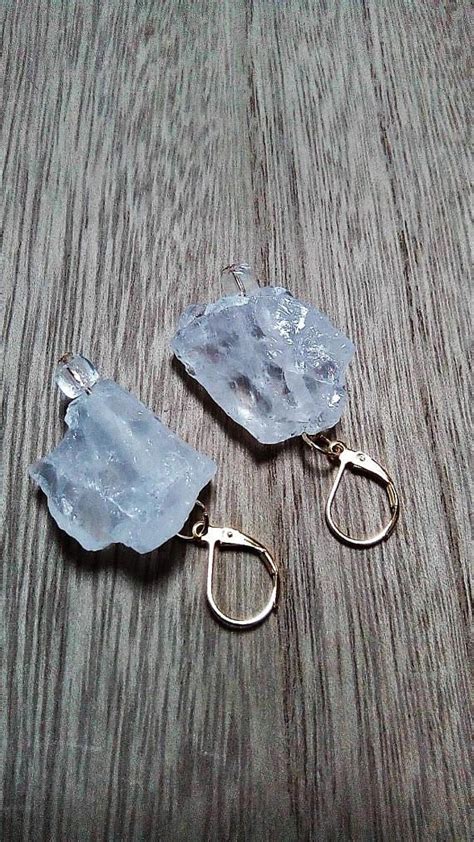 Boucles D Oreilles En Pierre Naturelle De Cristal De Roche Roche Druzy