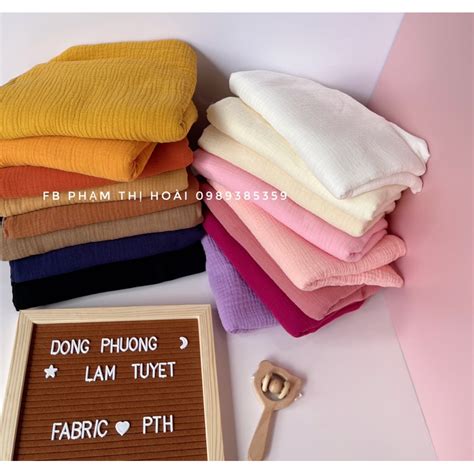 vai xo muslin  tron  cottonxo  lop mem min tham hut chuyen