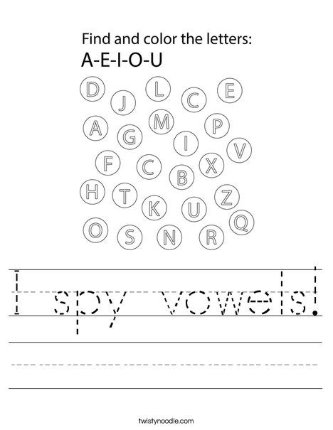 I Spy Vowels Worksheet Twisty Noodle