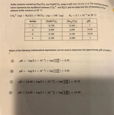 Solved Buffer solutions containing Na2CO3 and NaHCO3 range | Chegg.com