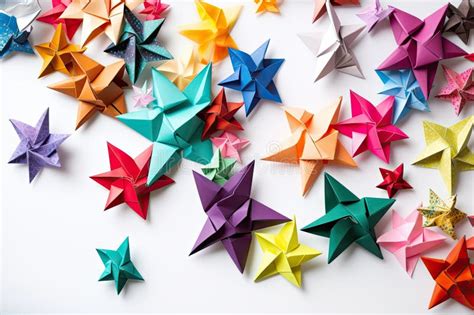 Collection of Origami Paper Stars in Different Sizes and Colors Stock ...