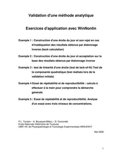 PDF Validation d une méthode analytique Exercices d DOKUMEN TIPS