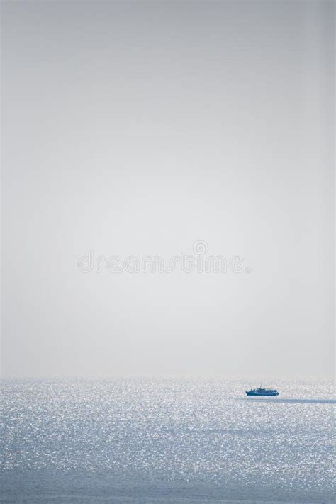 Seascape A Ship Is Sailing On The Horizon Calm Water Luxury Summer