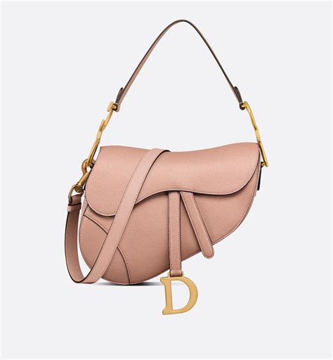 Saddle Bag With Strap Blush Grained Calfskin Dior