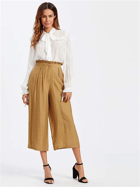 Frill Detail Palazzo Pants Shein Sheinside