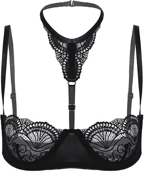 dPois Damen Sexy BH Push Up Halbe Schalen Bra Hebe BH mit Bügel Erotik Lingerie Unterwäsche