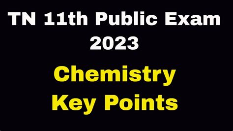 TN 11th Public Exam 2023 Chemistry Key Points Chemistry Tips