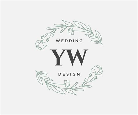 YW Initials Letter Wedding Monogram Logos Collection Hand Drawn Modern