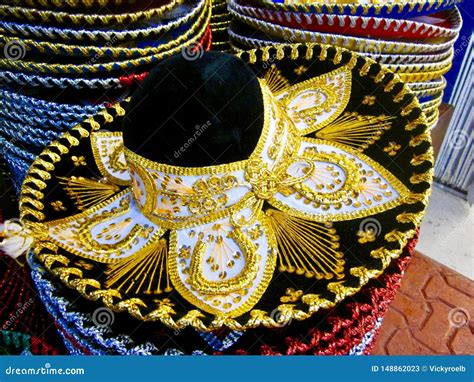 Typical Mexican Colorful Hats Stock Image Image Of Black Ears 148862023