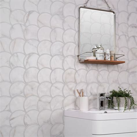 Achilles Seashell Marble Effect Tiles Walls And Floors Fish Scale