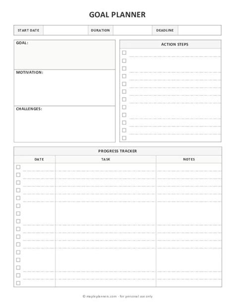 Printable Goal Setting Template