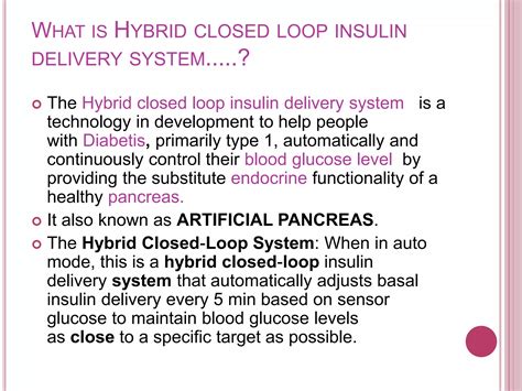 Hybrid Closed Loop Insulin Delivery System Artificial Pancreas Ppt