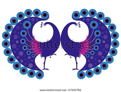 Symmetry Peacock Motif Vector Available Stock Illustration 67642786