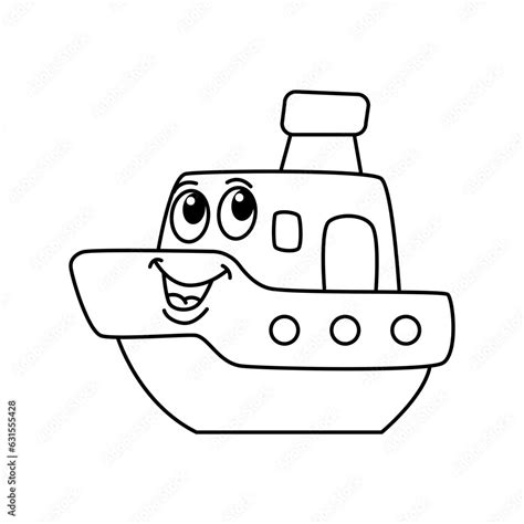 Funny Boat Cartoon Coloring Page Stock Vector Adobe Stock