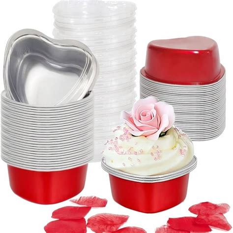 Heart Shaped Cupcake Tins (Pack of 6) - RED