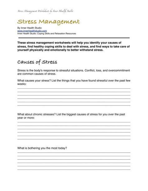 Coping Skills For Stress Management Worksheets Coping Skills Worksheets