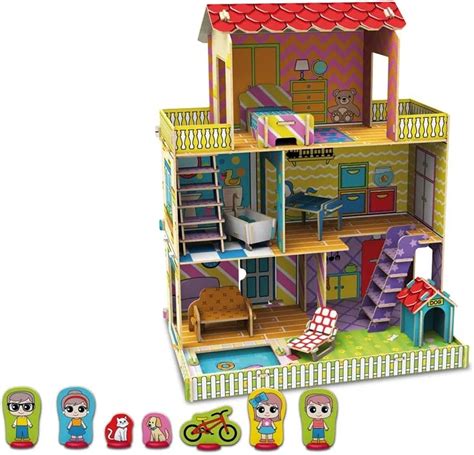 Casinha de Madeira Playset Quebra Cabeça 3D Grand House Brinquedo de