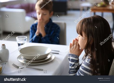 Cute Children Praying Before Meal Home Stock Photo 1312926815 | Shutterstock