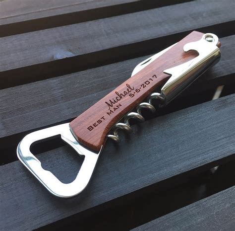 Engraved Corkscrew Opener Personalized Wood Bottle Opener Etsy