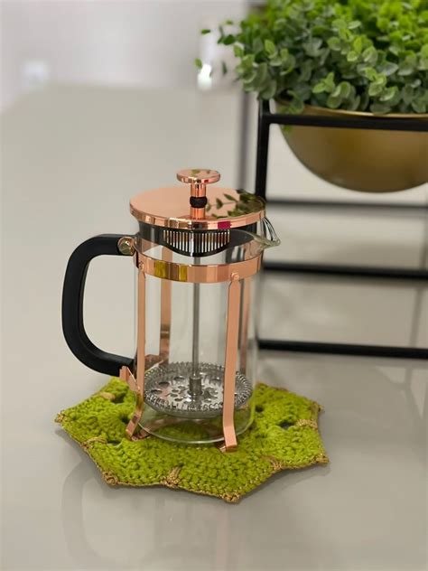 Cafeteira Prensa Francesa Moderna Em Vidro Inox Rose Gold Ml Home