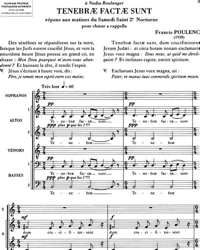 Tenebræ Factæ Sunt No 3 From Quatre Motets Pour Un Temps De Pénitence Mixed Chorus Satb