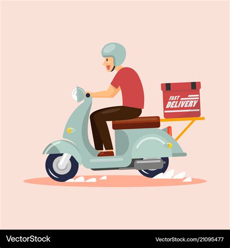 Delivery Boy Ride Scooter Royalty Free Vector Image