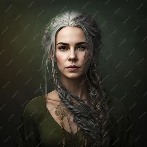 Premium Photo There Is A Woman With Long Hair And A Braid In Her Hair