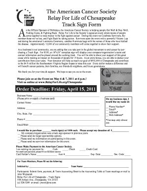 Fillable Online Relay Acsevents Track Sign Form Pub Relay For Life