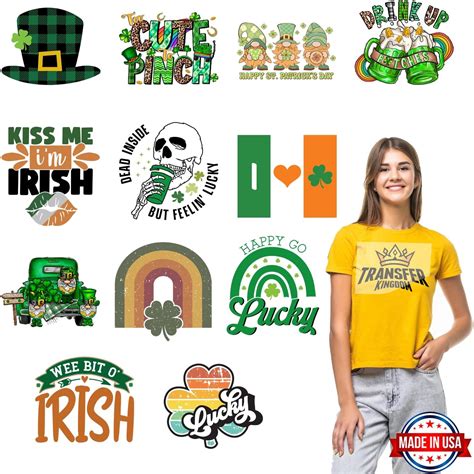 Transfer Kingdom 12 Design 10 Inch St Patrick S Day Iron On Transfers Shamrock