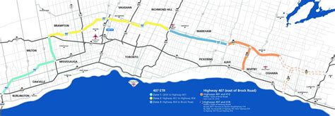 Toronto highway 407 map - Map of Toronto highway 407 (Canada)