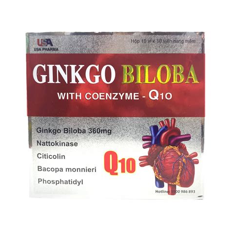 Hoạt huyết dưỡng não Ginkgo Biloba With Coenzym Q10 360Mg Đỏ Bạc