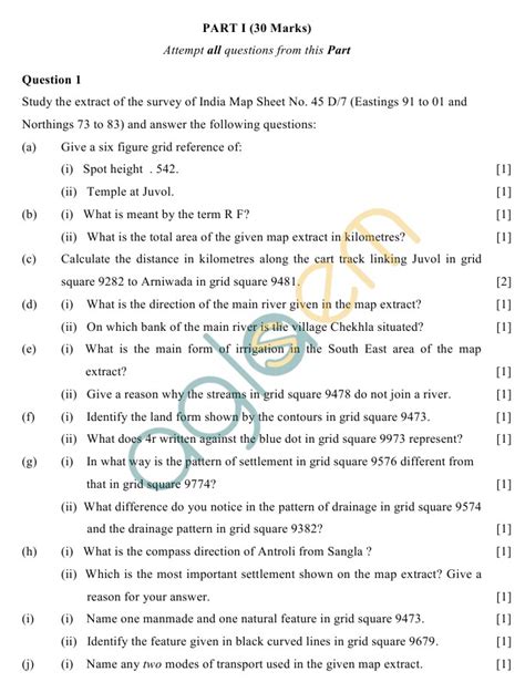 Icse Class Sample Paper Geography H C G Paper