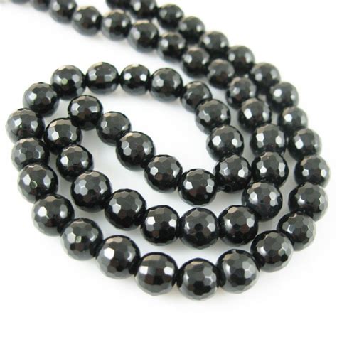 Black Onyx Faceted Round Beads 6mm Sold Per Strand