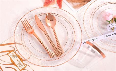 Amazon Bellsal Pcs Rose Gold Plastic Plates Rose Gold