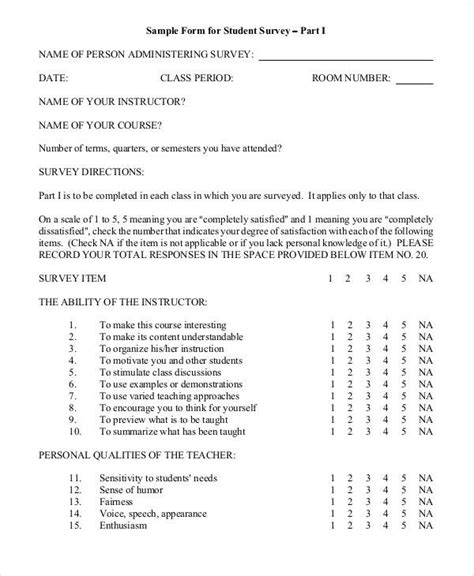 Free 60 Sample Survey Forms In Ms Word Pdf