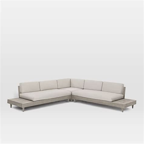 Portside Outdoor Low Piece Sectional Weathered Gray West Elm