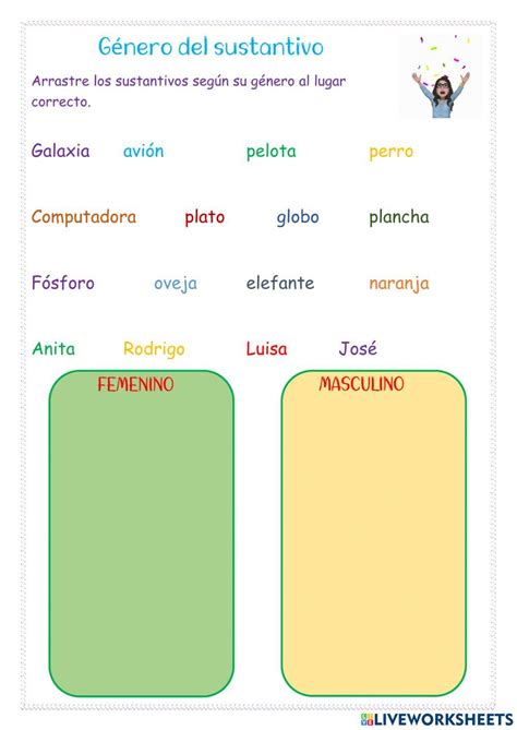 Género Del Sustantivo Online Exercise Live Worksheets
