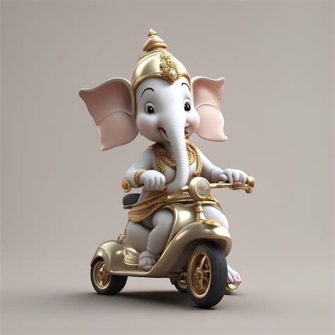 Premium Ai Image Ganesha Riding Bike Ganesh