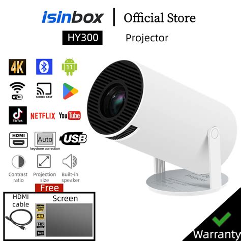 Isinbox Android 11 Portable Projector 4K Smart Mini Projecter Wifi