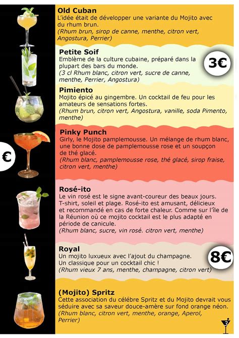 menu  cocktail   pub bar luxembourg city