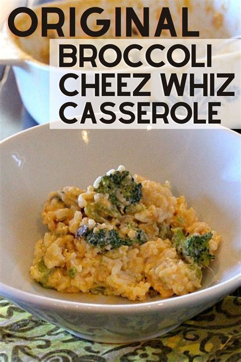 Broccoli Cheez Whiz Casserole In A White Bowl On A Table