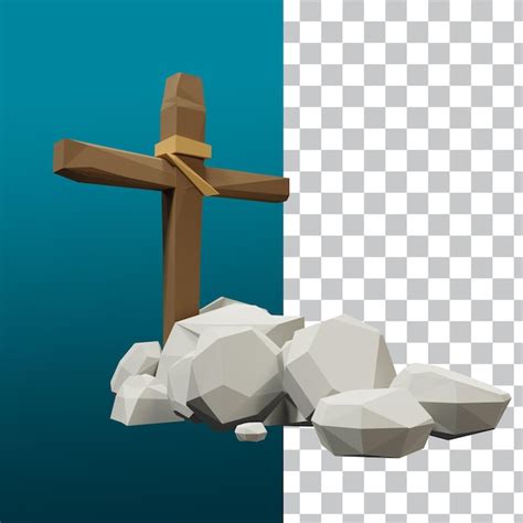 Pierre Tombale En Bois Low Poly De Rendu 3d PSD Premium