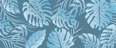 Tropical Leaves Wallpaper Background Vector Natural Monstera And Palm