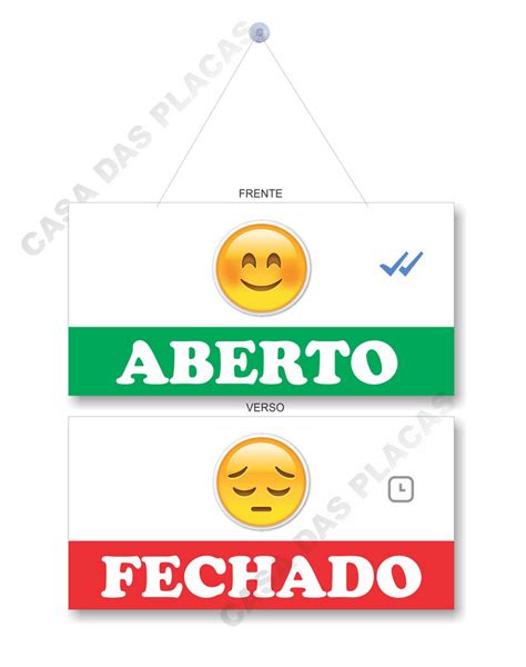 Placa Aberto E Fechado Emoji Cord O E Ventosa Pvc Maq Center A