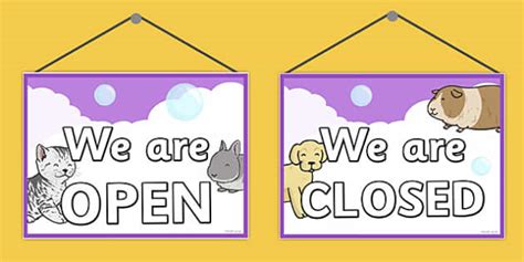 Pet Groomers Role Play Open Closed Sign Teacher Made