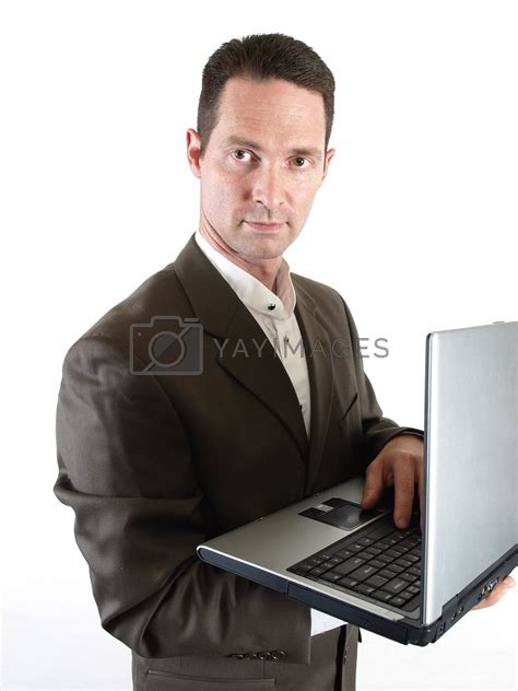 Man Holding Laptop By Rgebbiephoto Vectors And Illustrations With