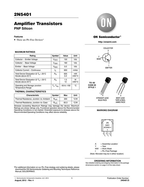 2N5401 PNP Amplifier Transistors