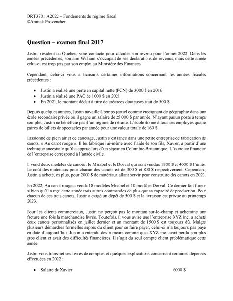 DRT 3701 Révision examen final 2017 2022 DRT3701 A2022