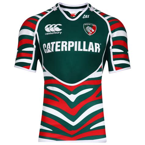 Canterbury Mens Leicester Tigers Home Test Rugby Short Sleeve Top Eve